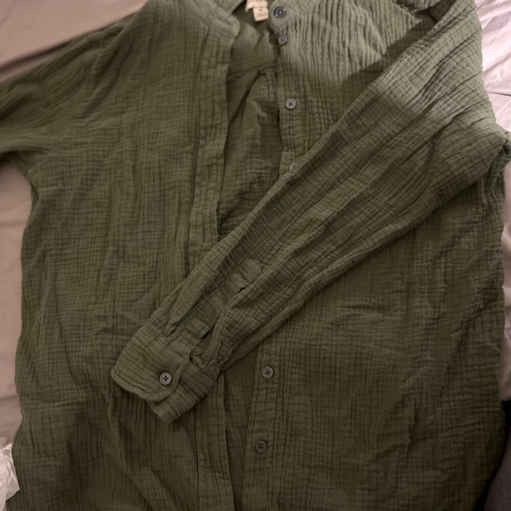 J.Crew Double Gauze Shirt Medium Olive Green